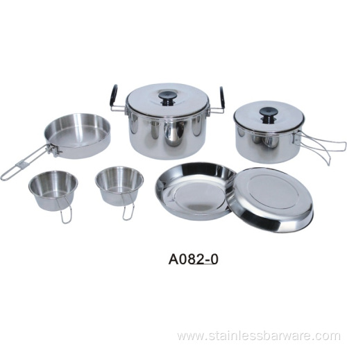 Portable cookware pot set in compact carry bag